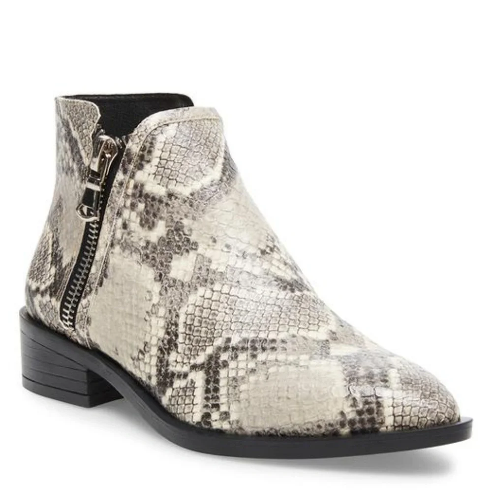 STEVEN BY STEVE MADDEN Printed Leather Zip Booties